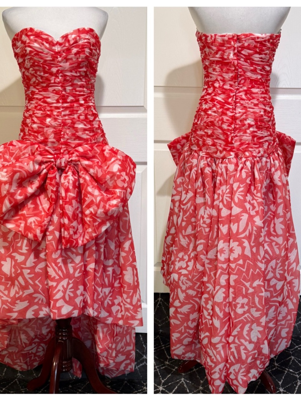 Vintage Victor Costa high low strapless gown